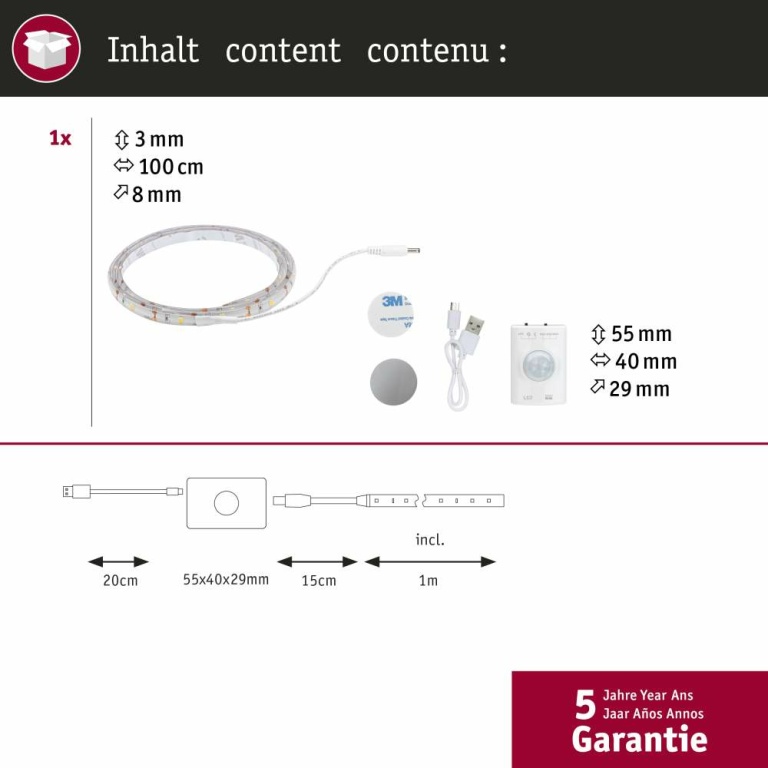 Paulmann LED Strip batteriebetrieben 1m   1,4W 140lm/m  3000K