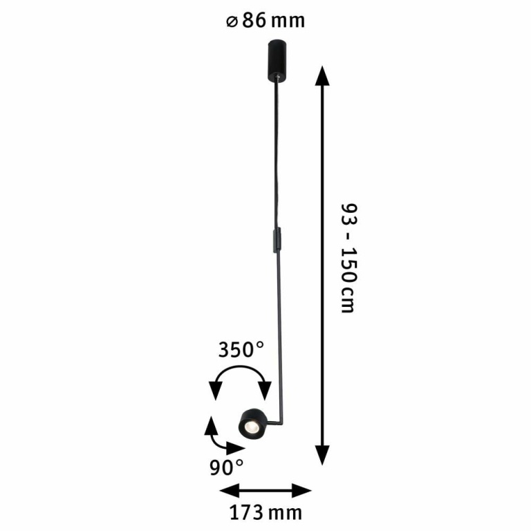 Paulmann LED Pendelleuchte Puric Pane 2700K 1000lm 9,5W Schwarz dimmbar mit 3-Step-Dim Pendelhöhe einstellbar