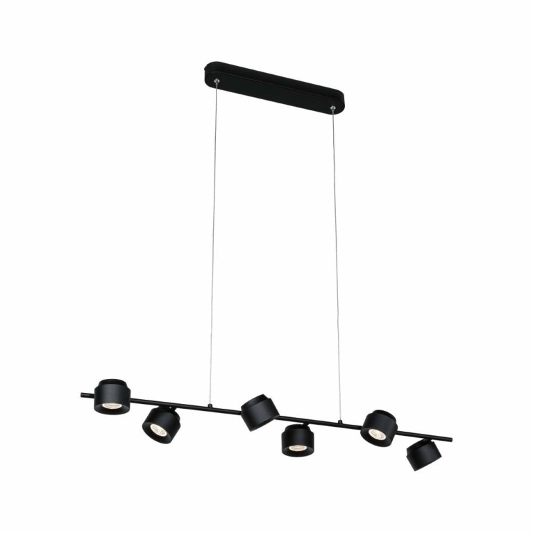 Paulmann LED Pendelleuchte Puric Pane 4,5W 6-flammig Schwarz dimmbar mit 3-Step-Dim Pendelhöhe einstellbar