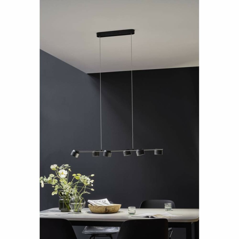 Paulmann LED Pendelleuchte Puric Pane 4,5W 6-flammig Schwarz dimmbar mit 3-Step-Dim Pendelhöhe einstellbar