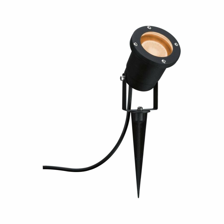 Paulmann LED Gartenstrahler Goldlicht insektenfreundlich IP65 rund 92mm 2200K 4,3W 320lm 230V  Schwarz Metall