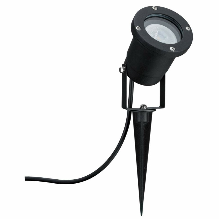 Paulmann LED Gartenstrahler Goldlicht insektenfreundlich IP65 rund 92mm 2200K 4,3W 320lm 230V  Schwarz Metall