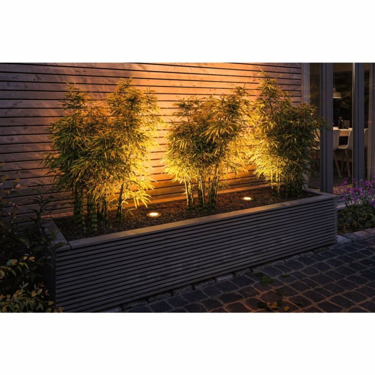 Paulmann LED Bodeneinbauleuchte Goldlicht insektenfreundlich IP65  110mm 2200K 4,3W 320lm 230V Edelstahl gebürstet Edelstahl#Kunststoff