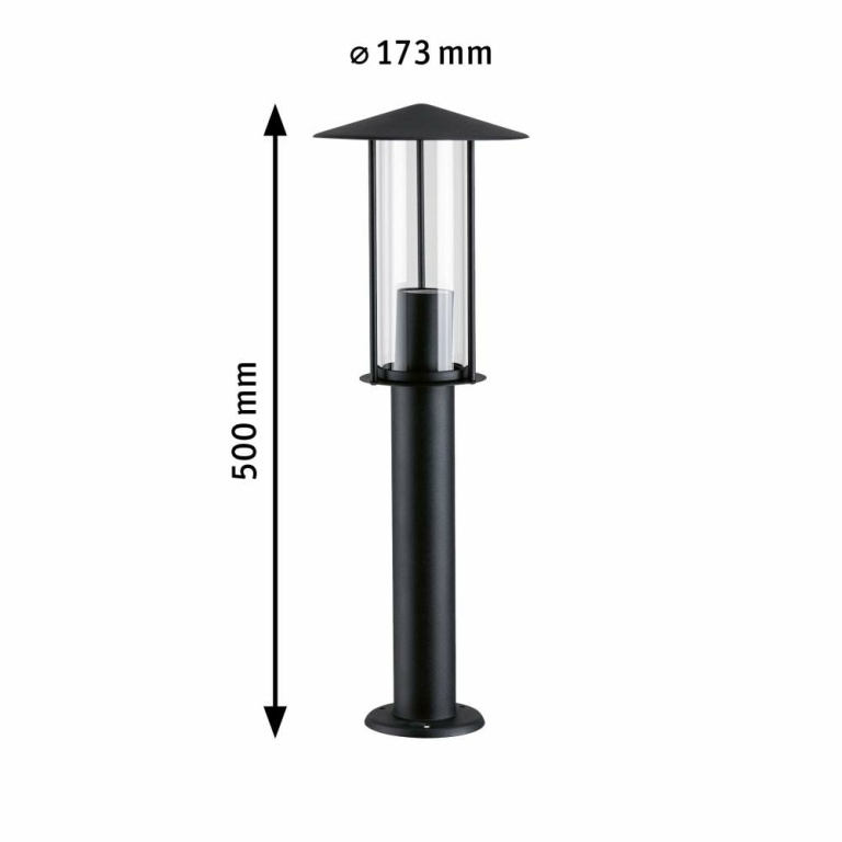 Paulmann Pollerleuchte Classic insektenfreundlich IP44  500mm 2200K 4,3W 420lm 230V  Schwarz E27 Metall