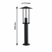 Pollerleuchte Classic insektenfreundlich IP44  500mm 2200K 4,3W 420lm 230V  Schwarz E27 Metall