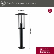 Pollerleuchte Classic insektenfreundlich IP44  500mm 2200K 4,3W 420lm 230V  Schwarz E27 Metall