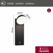 Seewasserresistente LED Außenwandleuchte Puka mit Bewegungsmelder & Dämmerungssensor anthrazit aluminium IP44 460lm 230V