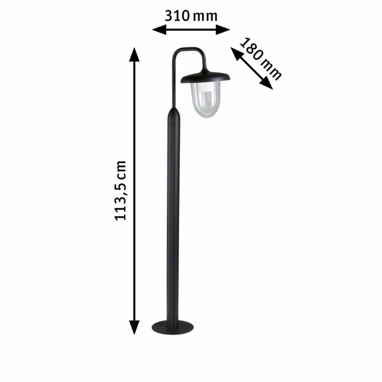 Paulmann Pollerleuchte Vintario  seewasserresistent IP44 rund 1.135mm  max. 20W  230V  Anthrazit E27 Aluminium