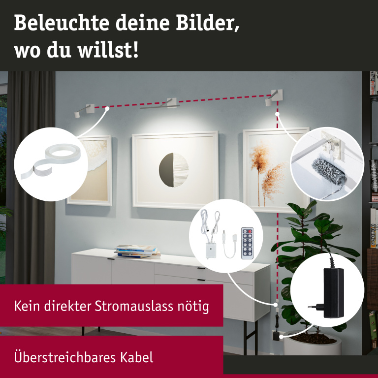 Paulmann LED Bilderleuchte Xana Komplettset 2700K 420lm 230/24V 5,5W dimmbar Alu gebürstet