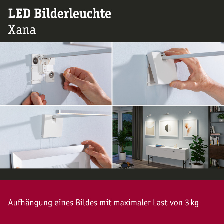 Paulmann LED Bilderleuchte Xana Komplettset 2700K 420lm 230/24V 5,5W dimmbar Alu gebürstet