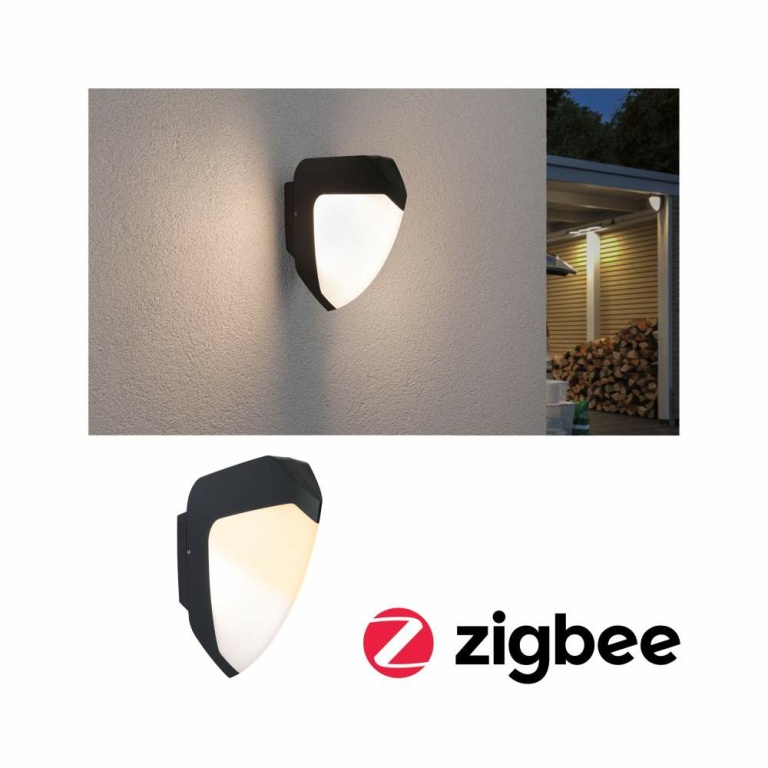 Paulmann LED Zigbee Außenwandleuchte Ikosea IP44 mit Sensor Tunable Warm 4,4W 350lm Anthrazit Kunststoff 230V