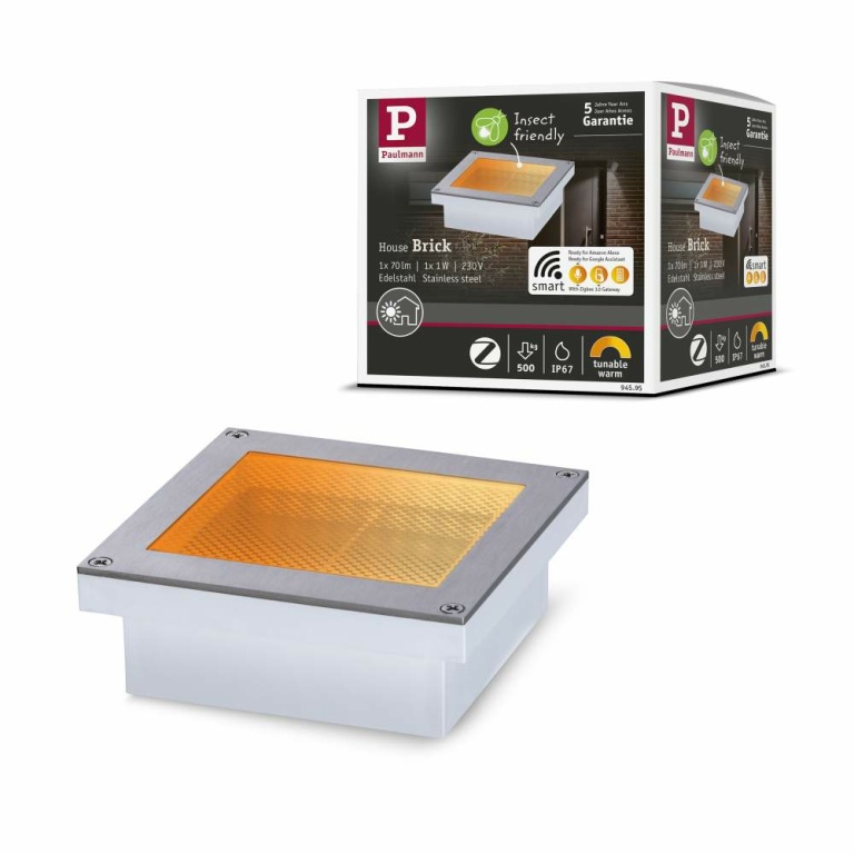 Paulmann 94595 LED Bodeneinbauleuchte Smart Lampen1a Brick insektenfreundlich | Home Zigbee