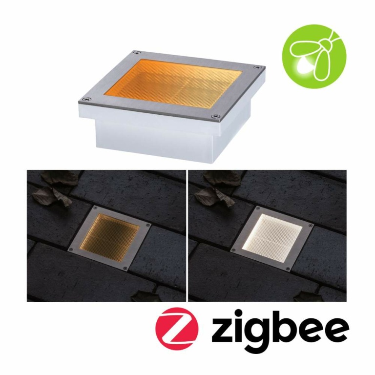 Paulmann LED Bodeneinbauleuchte Smart Home Zigbee Brick  insektenfreundlich IP67 eckig  2200 - 3000K 1W 18lm 230V Edelstahl Edelstahl