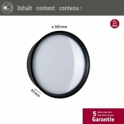 LED Außenwandleuchte Platomo schwarz rund IP44 1200lm 3000K seewasserresistent (LED fest verbaut)