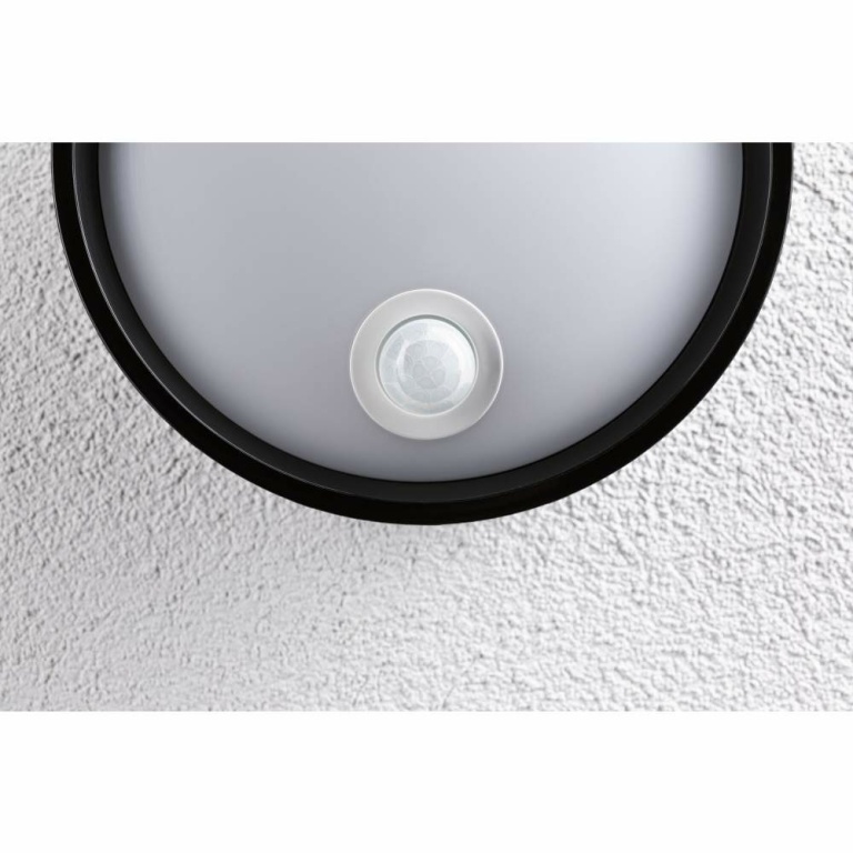 Paulmann LED Außenwandleuchte Platomo schwarz rund mit Bewegungsmelder IP44 1200lm 3000K seewasserresistent (LED fest verbaut)