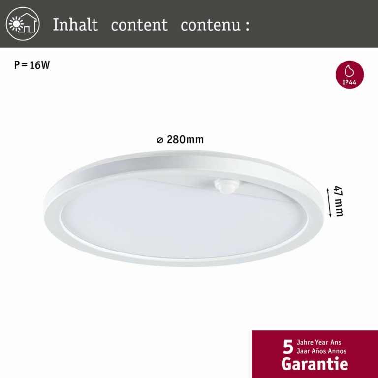 Paulmann LED Außenwandleuchte Lamina weiß rund mit Backlight und Bewegungsmelder IP44 14W 1150lm Tunable Warm 230V