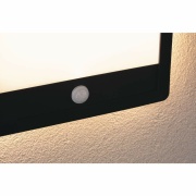 LED Außenwandleuchte Lamina schwarz eckig mit Backlight und Bewegungsmelder IP44 14W 920lm Tunable Warm 230V