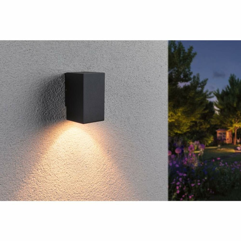 Paulmann LED Außenwandleuchte Flame insektenfreundlich IP44 eckig 58x103mm 2200K 4W 265lm 230V 75° Anthrazit Metall