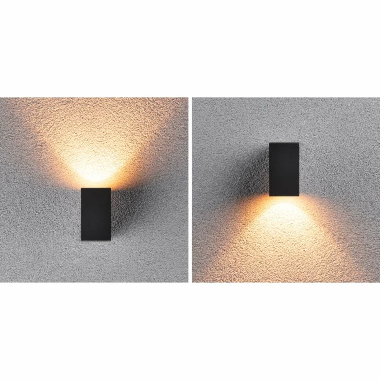 Paulmann LED Außenwandleuchte Flame insektenfreundlich IP44 eckig 58x103mm 2200K 4W 265lm 230V 75° Anthrazit Metall