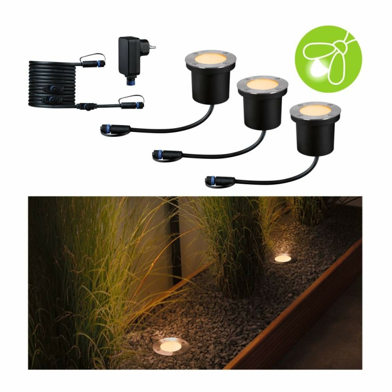 Paulmann Plug & Shine LED Bodeneinbauleuchte Floor Basisset  IP67 2200K 3x4,5W   Anthrazit