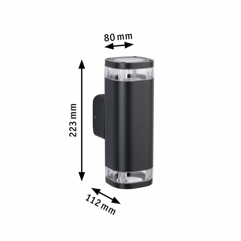 Paulmann Außenwandleuchte Colum anthrazit zweifacher Lichtaustritt IP44 GU10 max. 20W seewasserresistent