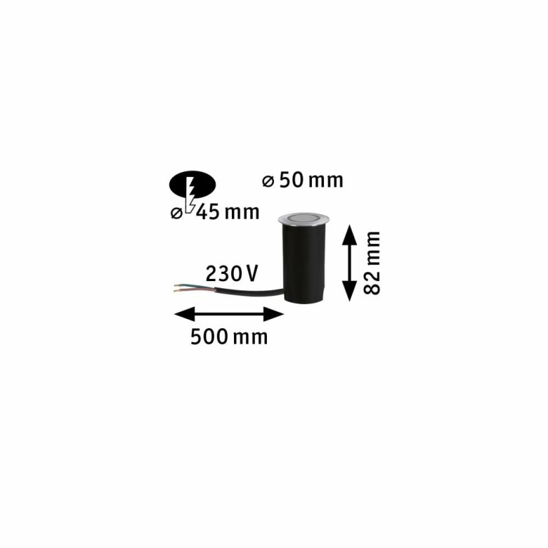 Paulmann LED Bodeneinbauleuchte Insektenfreundlich insektenfreundlich IP67 rund 50mm 2200K 2,2W 15lm 230V Alu Kunststoff#Metall