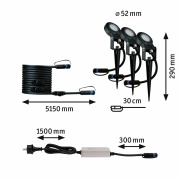 Plug & Shine LED Spot Sting Basisset  IP67 2200K 3x6,3W  75VA Anthrazit