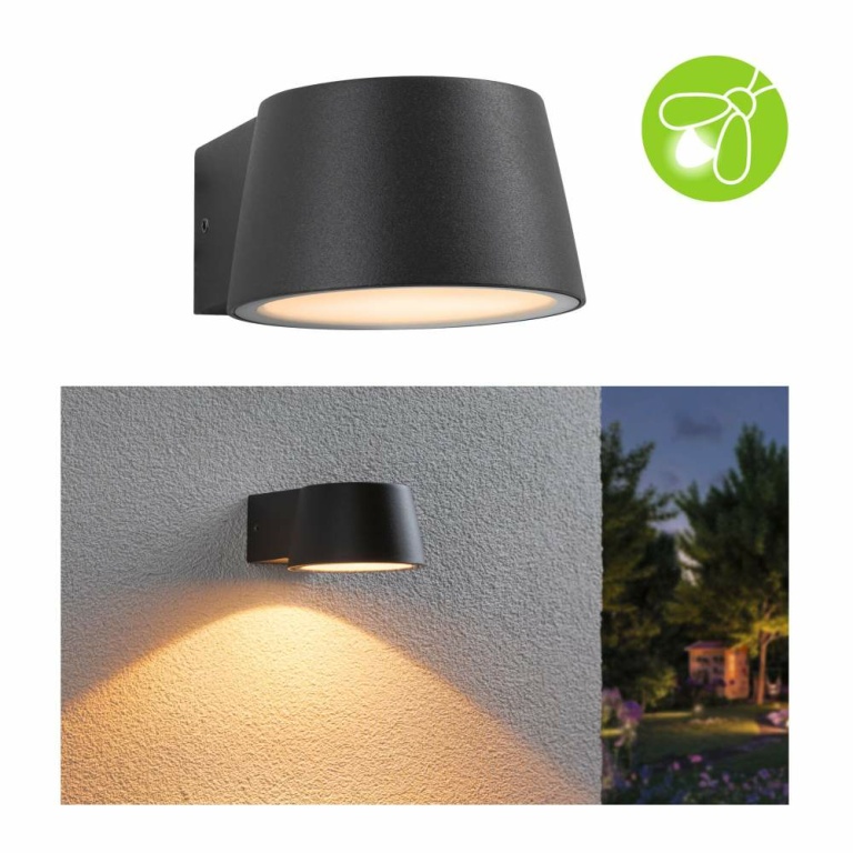 Paulmann LED Außenwandleuchte Capea  insektenfreundlich IP44  96x128mm 2200K 6W 550lm 230V 98° Schwarz Aluminium