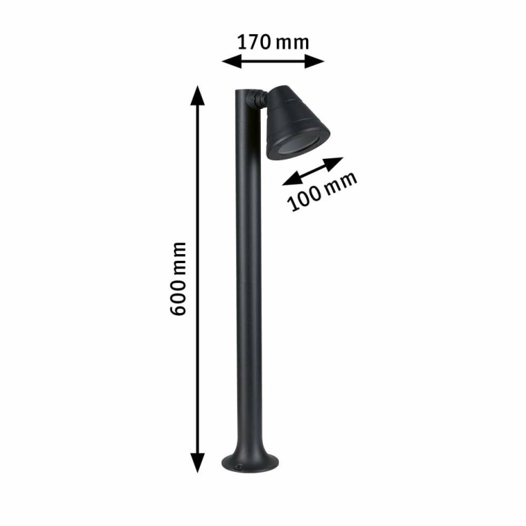 Paulmann Pollerleuchte Trian IP44 rund 600mm  max. 35W  230V  Anthrazit  Aluminium