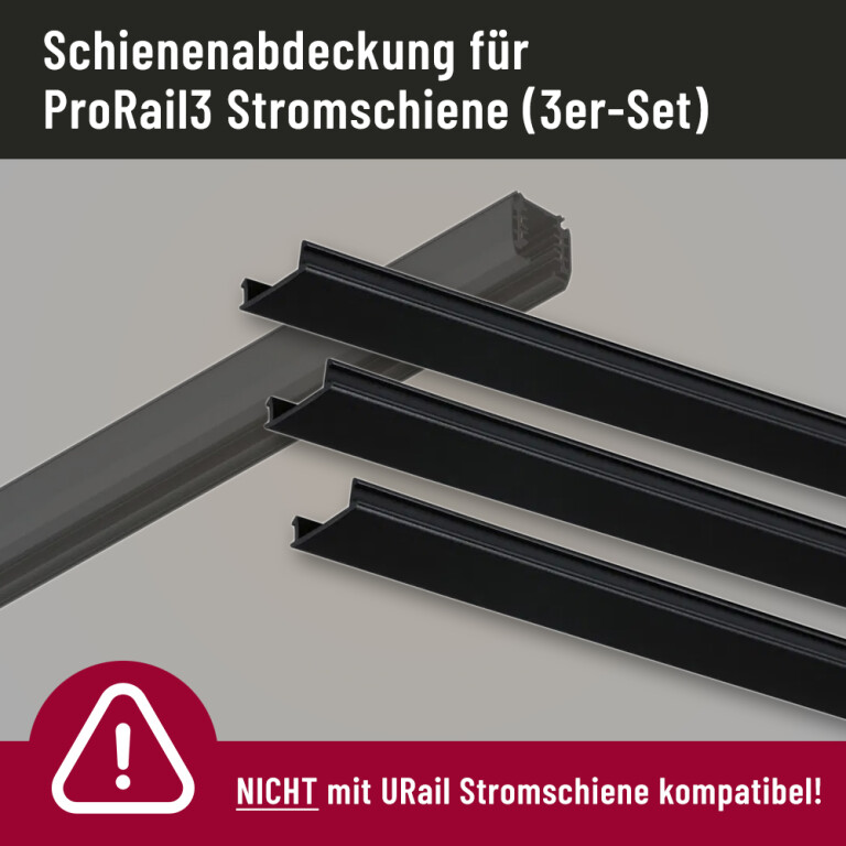 Paulmann ProRail3 Zubehör Schienenabdeckung Schwarz 3er-Set Länge 67cm für ProRail Stromschiene