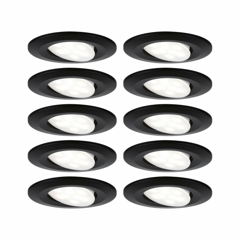 Paulmann HomeSpa LED Einbauleuchte Calla Basisset schwenkbar IP65 rund 90mm 30°  10x6W 10x500lm 230V  4000K Schwarz matt