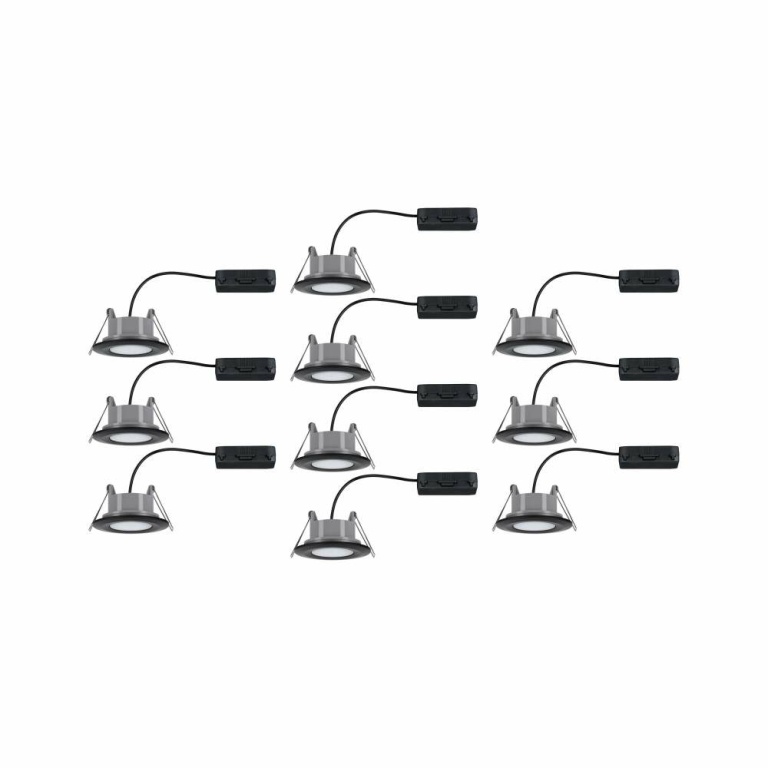 Paulmann HomeSpa LED Einbauleuchte Calla Basisset schwenkbar IP65 rund 90mm 30°  10x6W 10x500lm 230V  4000K Schwarz matt