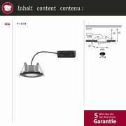 HomeSpa LED Einbauleuchte Calla Basisset schwenkbar IP65 rund 90mm 30°  10x6W 10x500lm 230V  4000K Schwarz matt