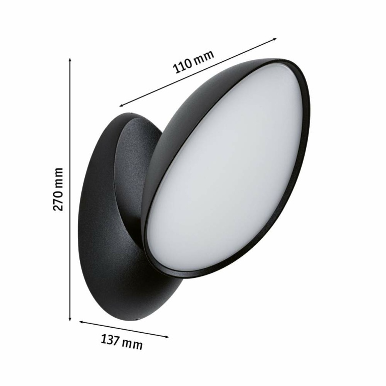 Paulmann LED Außenwandleuchte Batona   IP44  137x110mm 3000K 12W 1000lm 230V  Anthrazit Aluminium