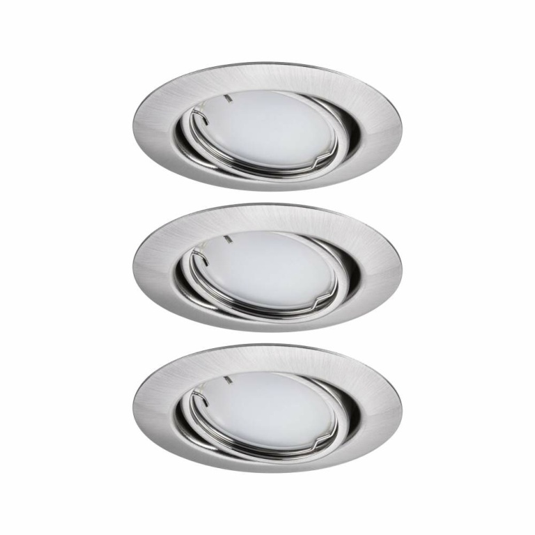 Paulmann LED Einbauleuchte Smart Home Zigbee Base Coin Basisset schwenkbar  rund 90mm 20°  3x4,9W 3x420lm 230V dimmbar RGBW+ Eisen gebürstet