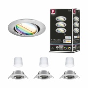 LED Einbauleuchte Smart Home Zigbee Base Coin Basisset schwenkbar  rund 90mm 20°  3x4,9W 3x420lm 230V dimmbar RGBW+ Eisen gebürstet