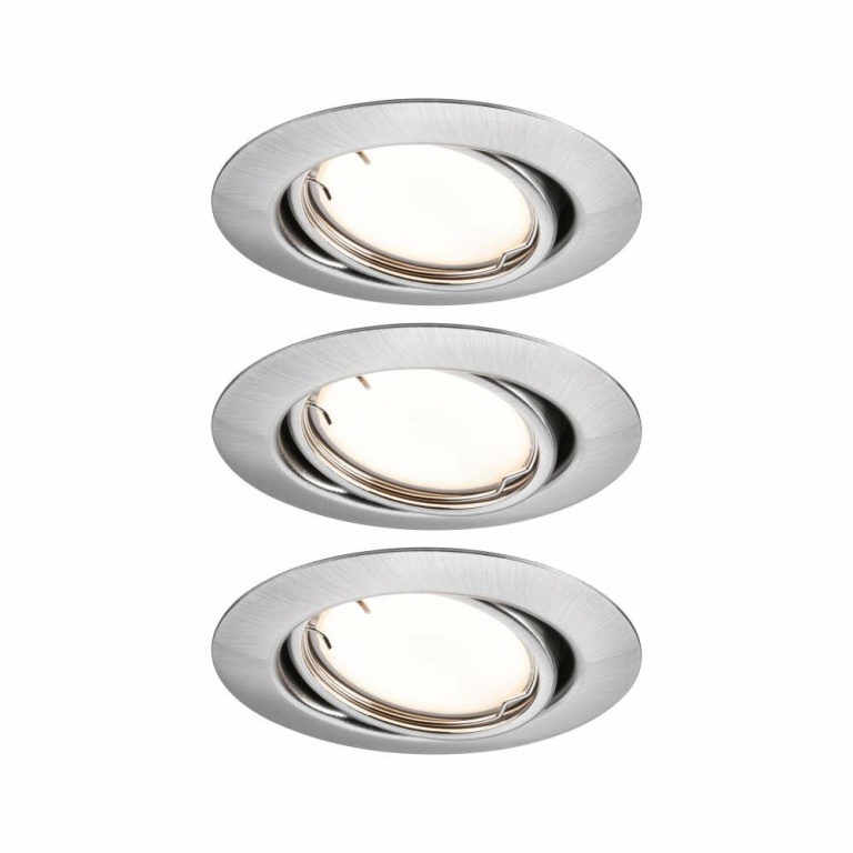 Paulmann LED Einbauleuchte Smart Home Zigbee Base Coin Basisset schwenkbar  rund 90mm 20°  3x4,9W 3x430lm 230V dimmbar 3000K Eisen gebürstet