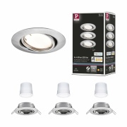 LED Einbauleuchte Smart Home Zigbee Base Coin Basisset schwenkbar  rund 90mm 20°  3x4,9W 3x430lm 230V dimmbar 3000K Eisen gebürstet