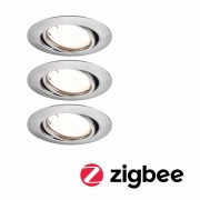 LED Einbauleuchte Smart Home Zigbee Base Coin Basisset schwenkbar  rund 90mm 20°  3x4,9W 3x430lm 230V dimmbar 3000K Eisen gebürstet