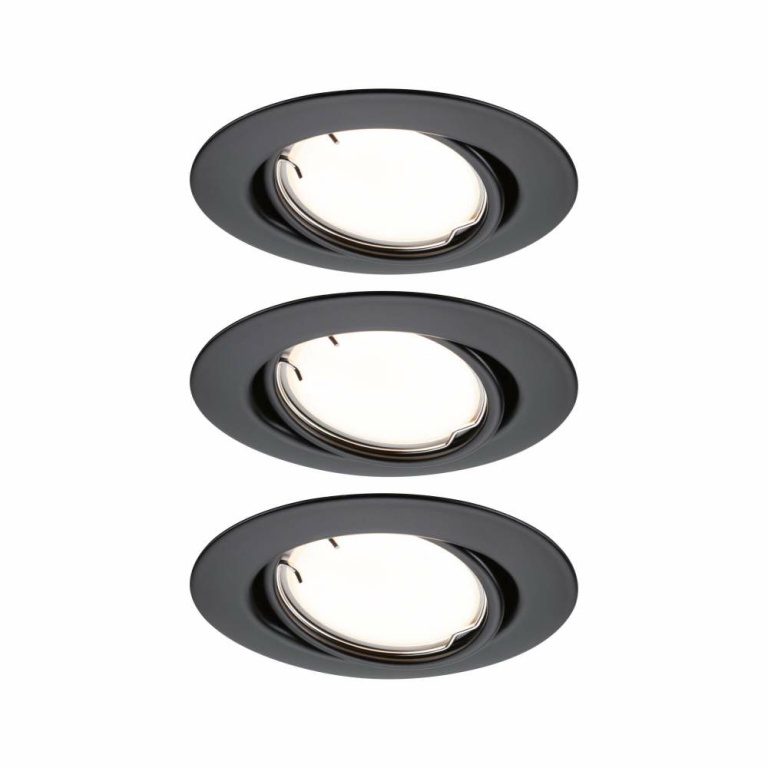 Paulmann LED Einbauleuchte Smart Home Zigbee Base Coin Basisset schwenkbar  rund 90mm 20°  3x4,9W 3x430lm 230V dimmbar 3000K Schwarz matt