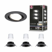 LED Einbauleuchte Smart Home Zigbee Base Coin Basisset schwenkbar  rund 90mm 20°  3x4,9W 3x430lm 230V dimmbar 3000K Schwarz matt