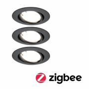 LED Einbauleuchte Smart Home Zigbee Base Coin Basisset schwenkbar  rund 90mm 20°  3x4,9W 3x430lm 230V dimmbar 3000K Schwarz matt