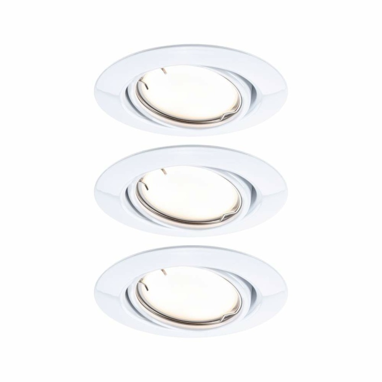 Paulmann LED Einbauleuchte Smart Home Zigbee Base Coin Basisset schwenkbar  rund 90mm 20°  3x4,9W 3x430lm 230V dimmbar 3000K Weiß