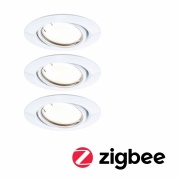 LED Einbauleuchte Smart Home Zigbee Base Coin Basisset schwenkbar  rund 90mm 20°  3x4,9W 3x430lm 230V dimmbar 3000K Weiß