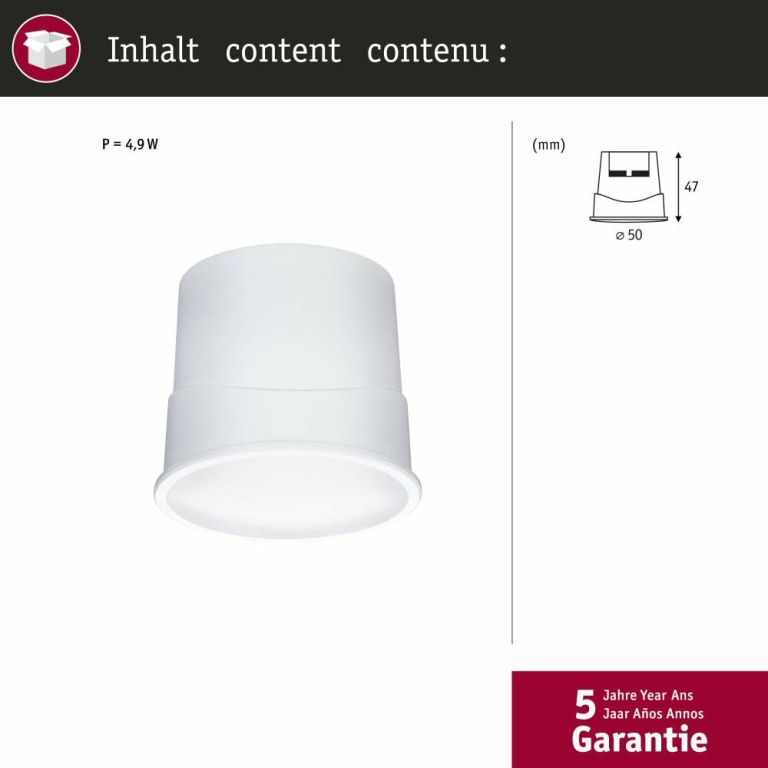 Paulmann LED Modul Einbauleuchte Smart Home Zigbee Base Coin    rund 50mm  Coin 4,9W 430lm 230V dimmbar 3000K Satin