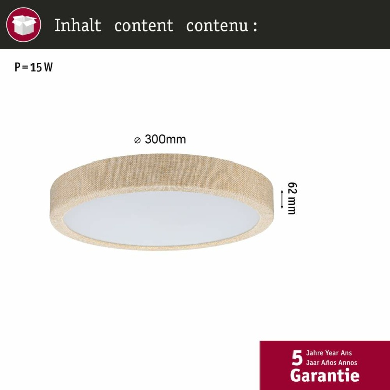 Paulmann LED Panel Cosara  IP44 rund 300mm  15W 1300lm 3000K Beige