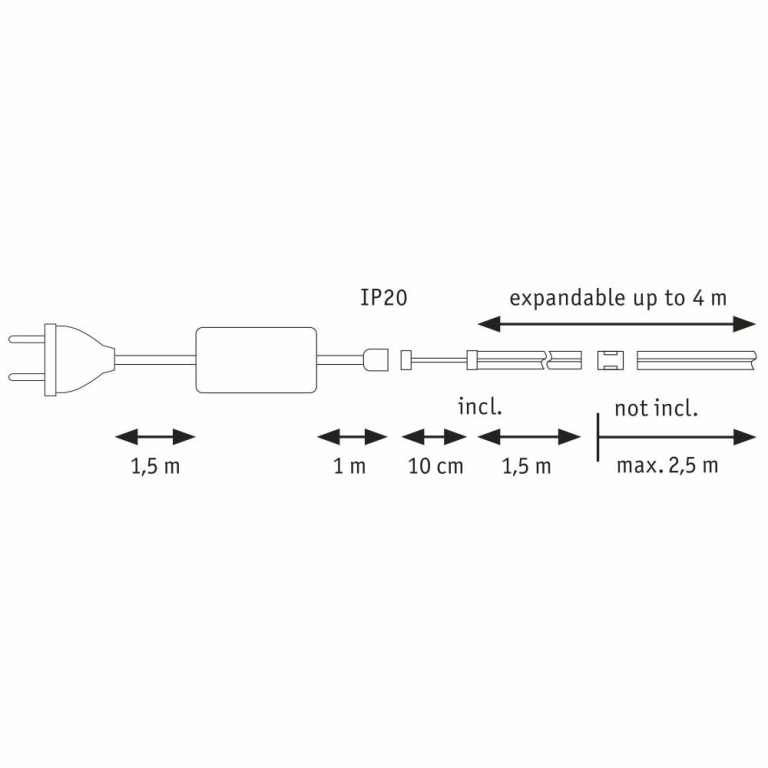 Paulmann MaxLED 1000 LED Strip Full-Line COB Basisset  1,5m   18W 1280lm/m 528LEDs/m 6500K 40VA