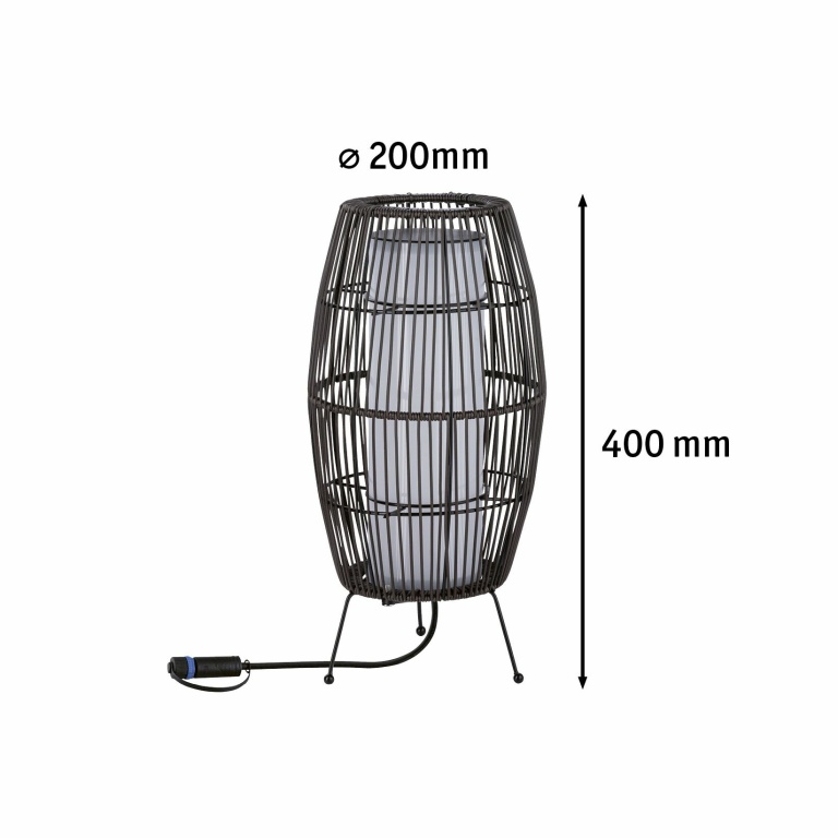 Paulmann Plug & Shine LED Lichtobjekt Basket 40cm IP44 Smart Home Zigbee RGBW 3,2W Schwarz Rattan