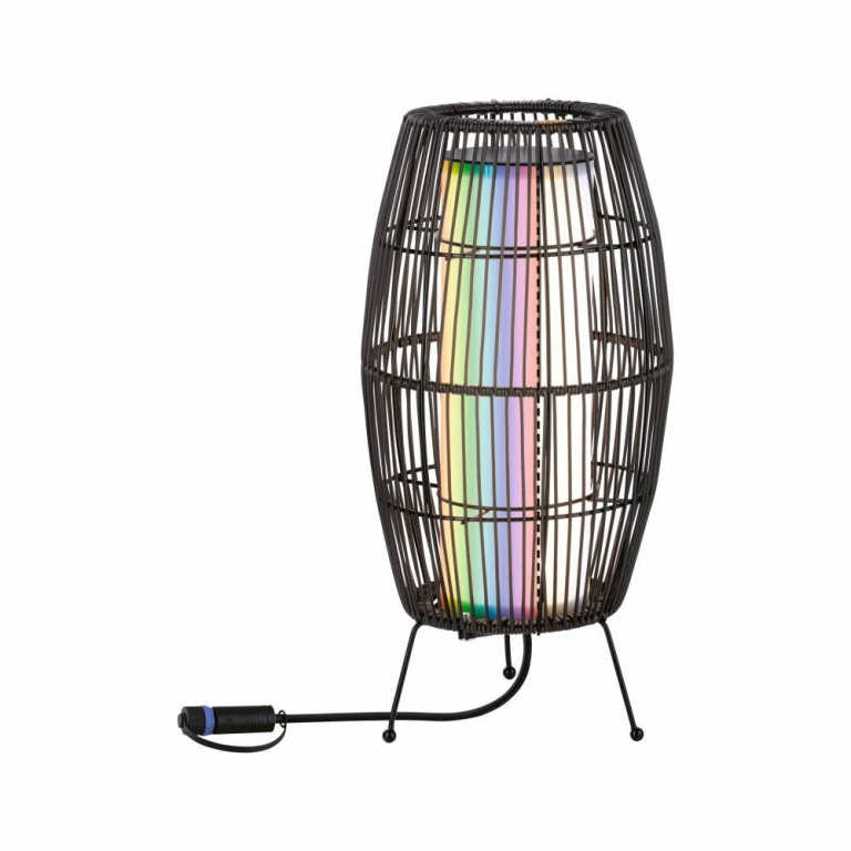 Paulmann Plug & Shine LED Lichtobjekt Basket 40cm IP44 Smart Home Zigbee RGBW 3,2W Schwarz Rattan