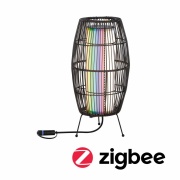 Plug & Shine LED Lichtobjekt Basket 40cm IP44 Smart Home Zigbee RGBW 3,2W Schwarz Rattan